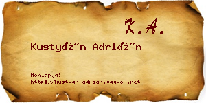 Kustyán Adrián névjegykártya
